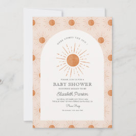 Invitación Aquí viene el Naranja Sun Baby Shower quemado por 