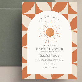 Invitación Aquí viene el Naranja Sun Baby Shower quemado por 