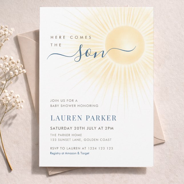 Invitación Aquí viene el niño Fiesta de bebé (Subido por el creador)