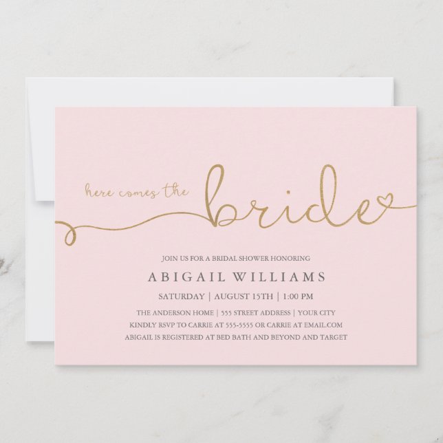 Invitación Aquí viene el oro falso de la novia (Anverso)