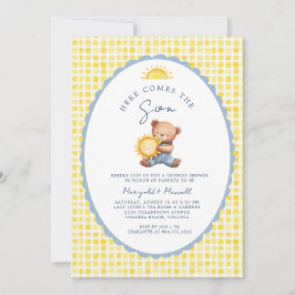 Invitación Aquí viene el oso del hijo Parejas Baby Shower