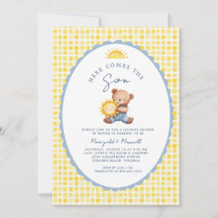Invitación Aquí viene el oso del hijo Parejas Baby Shower 