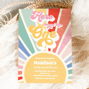 Invitación Aquí viene el primer cumpleaños del sol de Boho