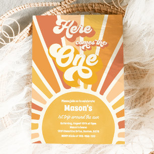 Invitación Aquí viene el primer cumpleaños del sol de Boho