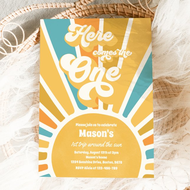 Invitación Aquí viene el primer cumpleaños del sol de Boho (Subido por el creador)
