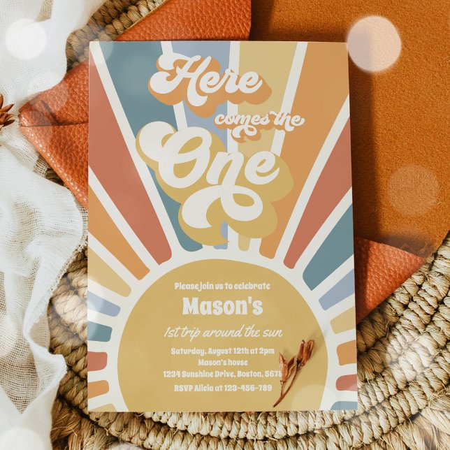 Invitación Aquí viene el primer cumpleaños del sol de Boho (Subido por el creador)