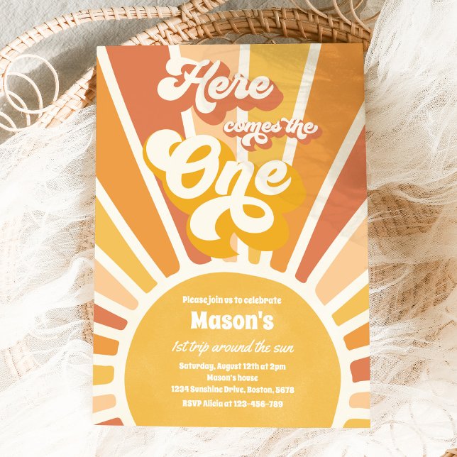 Invitación Aquí viene el primer cumpleaños del sol de Boho (Subido por el creador)