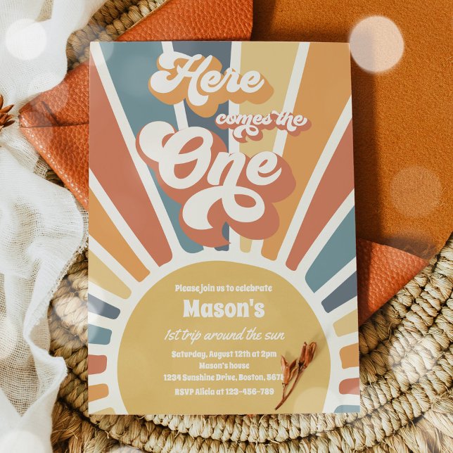 Invitación Aquí viene el primer cumpleaños del sol de Boho (Subido por el creador)