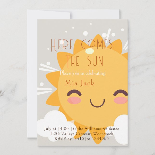 Invitación Aquí viene el sol (Anverso)