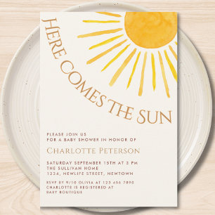 Invitación Aquí viene el sol Baby Shower Boho