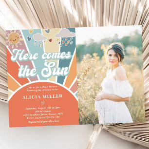 Invitación Aquí Viene El Sol Baby Shower El Arcoiris Amutado
