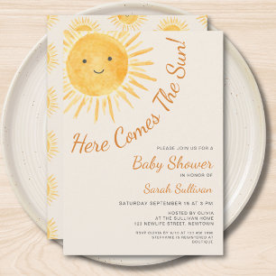 Invitación Aquí viene el sol Baby Shower Sunshine