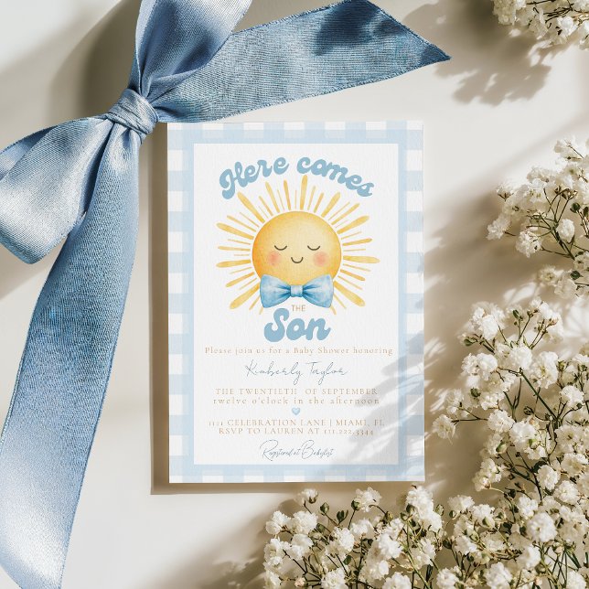 Invitación Aquí viene el Sol Bebé ducha de Sol Amarillo (Subido por el creador)