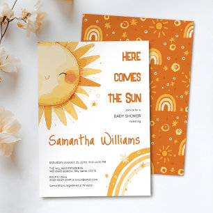 Invitación Aquí viene el sol Boho Rainbow Baby Shower