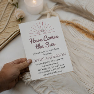Invitación Aquí viene el sol Elegante Baby Shower de sol prim