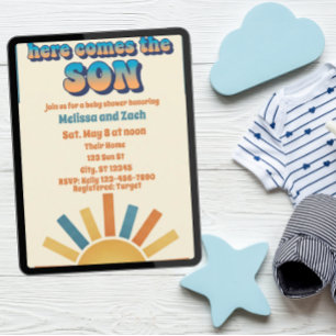 Invitación Aquí viene el SOL, Fiesta de Baby Shower Boho Sun