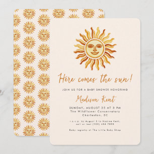 Invitación Aquí viene el sol Modern Boho Baby Shower Sol