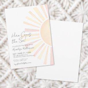 Invitación Aquí viene el sol Shower de bebé bohemio