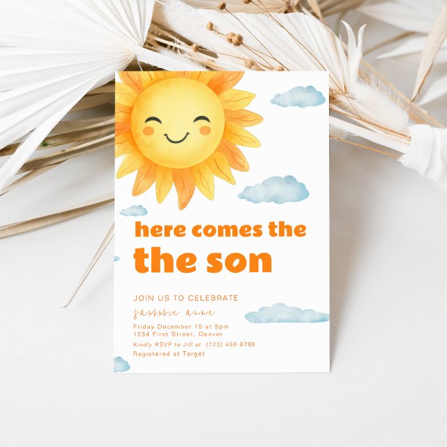 Invitación Aquí Viene El Tema De Son Sun Baby Shower (Subido por el creador)