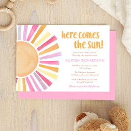 Invitación Aquí viene la ducha de bebé chica del boho del sol