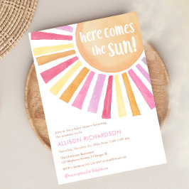 Invitación Aquí viene la ducha de bebé Sun Chica Boho