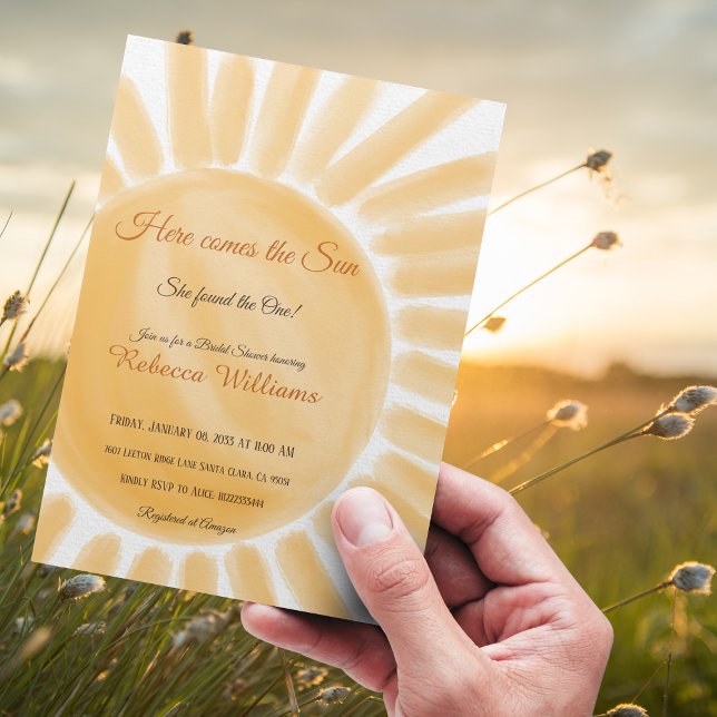 Invitación Aquí viene la ducha de novia amarilla de Sun Ray (Subido por el creador)