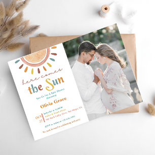 Invitación Aquí Viene La Foto De Baby Shower De Sun