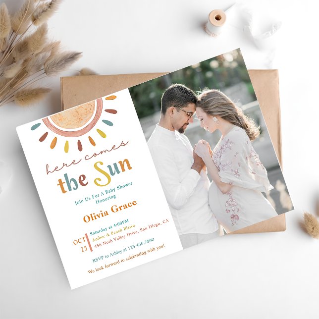 Invitación Aquí Viene La Foto De Baby Shower De Sun (Subido por el creador)