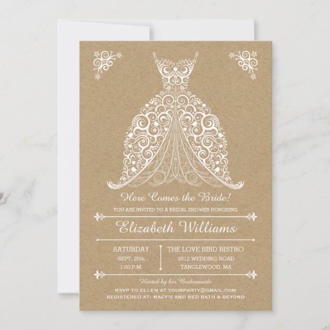 Invitación ¡Aquí viene la novia! Ducha nupcial (Anverso)