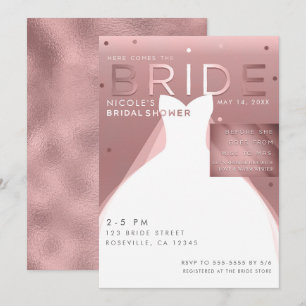 Invitación Aquí viene la NOVIA Rosa Boda Glam Chic Despedida 