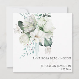 Invitación *~* AR15 - Boda QR RSVP de Bouquets con flores bla