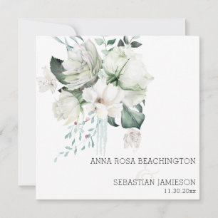 Invitación *~* AR15 - Boda QR RSVP de Bouquets con flores bla