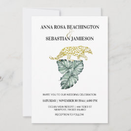 Invitación *~* AR21 QR BODA de Leopardo Tropical Jungle RSVP