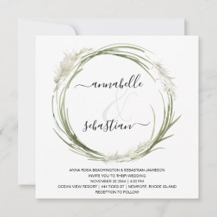 Invitación *~* AR21 QR RSVP Pampas Grass wreath BODA
