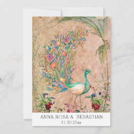 Invitación *~* AR24 Vintage QR RSVP Victorian Peacock Boda