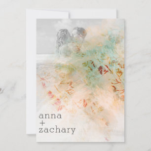 Invitación *~* AR26 Boda botánico de FOTO de QR Vintage RSVP