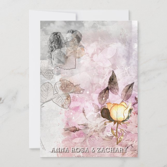 Invitación *~* AR26 Boda de FOTO de RSVP de 12 QR rosa (Anverso)