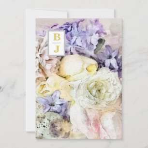 Invitación *~ AR26 Country Initials Bouquet RSVP QR Boda