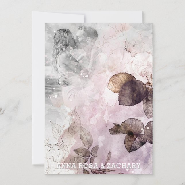Invitación *~* AR26 Ephemera QR Victorian Boda de FOTO RSVP (Anverso)
