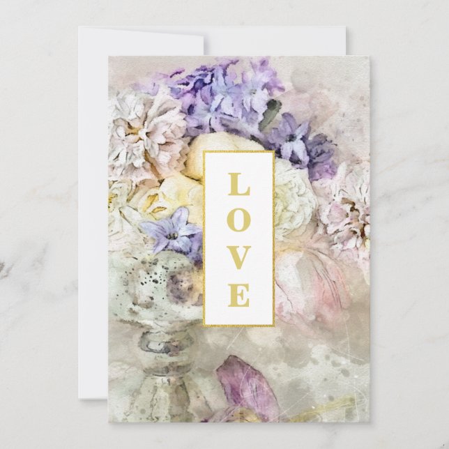 Invitación *~AR26 Flores de jardín Boda de Bouquet QR RSVP (Anverso)