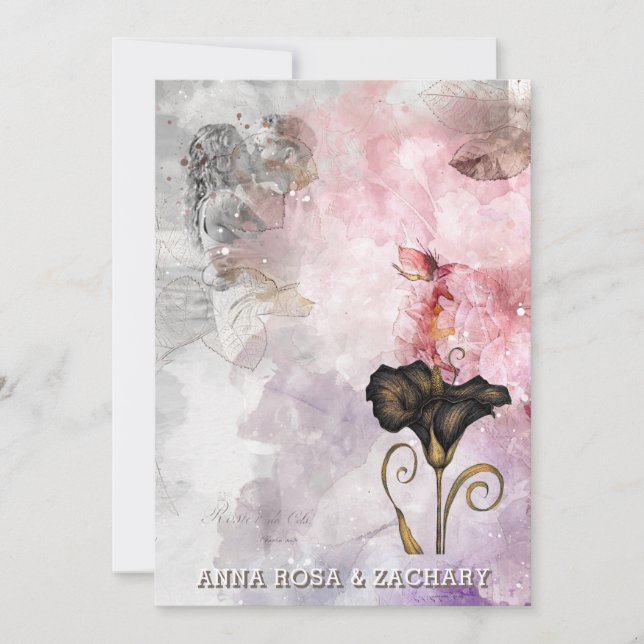 Invitación *~* AR26 Pink 7 QR Victorian RSVP PHOTO Wedding (Anverso)