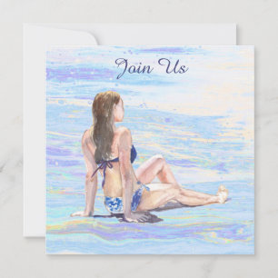 Invitación *~* AR29 Woman Beach Generic DIY CUALQUIER Fiesta 