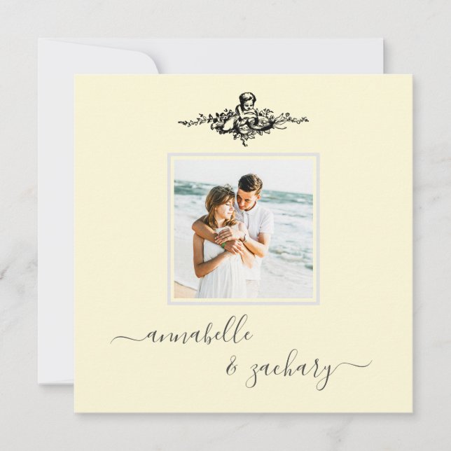 Invitación * AR6 Cherub Rings QR FOTO Boda RSVP (Anverso)