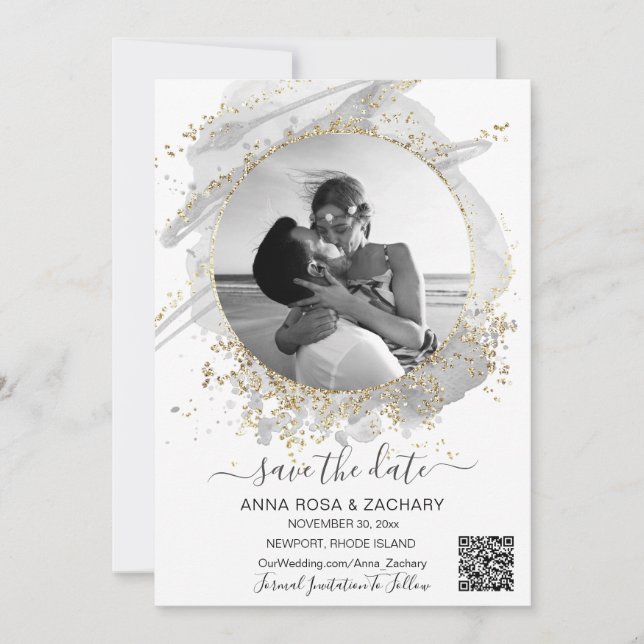 Invitación *~* AR6 Photo QR WEDDING AHORRA el sitio web de FE (Anverso)