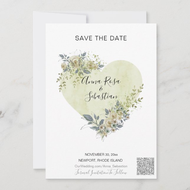 Invitación *~* AR6 QR WEDDING GUARDAR el sitio web de FECHA (Anverso)