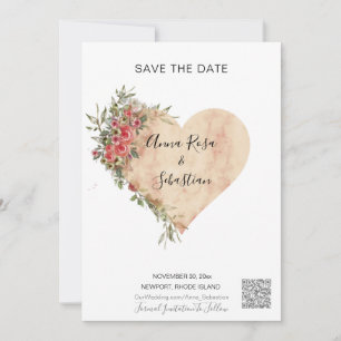 Invitación *~* AR6 Rosas BODAS QR SALVAR la FECHA