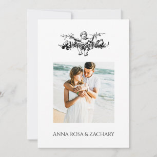 Invitación *~* AR6 victoriano QR FOTO RSVP Boda Cherub