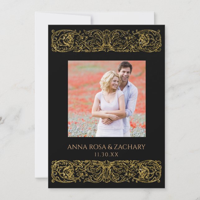 Invitación *~* AR6 victoriano QR FOTO RSVP Ornate Boda (Anverso)