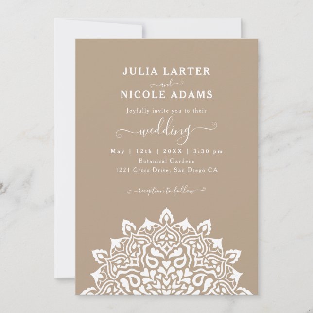 Invitación Arabian Art Nouveau Floral Arch Mandala Wedding (Anverso)