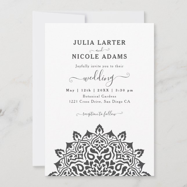 Invitación Arabian Art Nouveau Floral Arch Mandala Wedding (Anverso)
